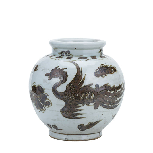 Brown + White Phoenix Jar