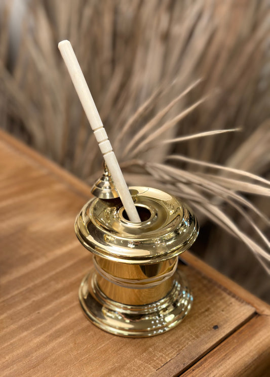 Solid Polished Brass Nautical Captain's Inkwell