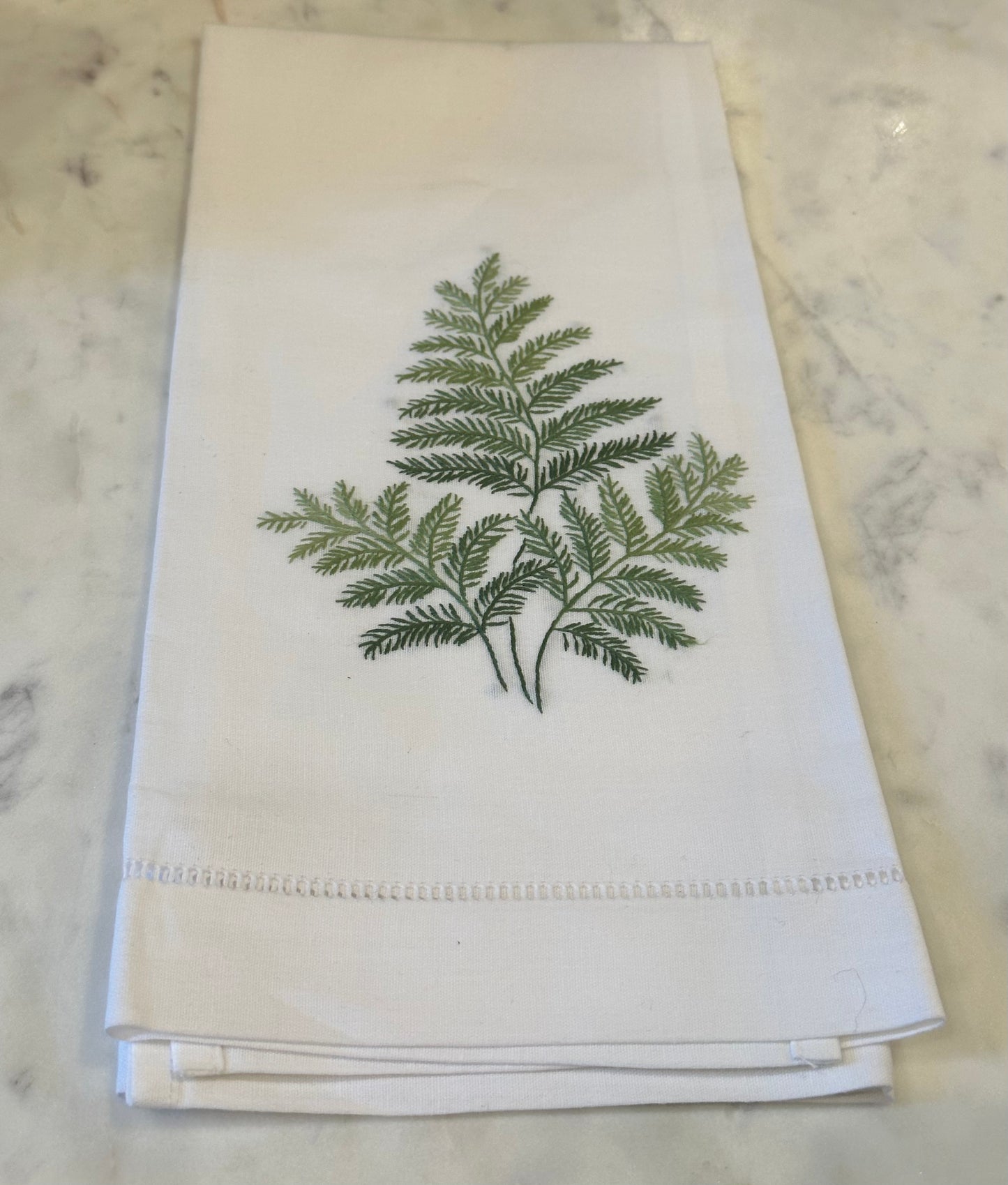Fern Hand Embroidered Tea Towel