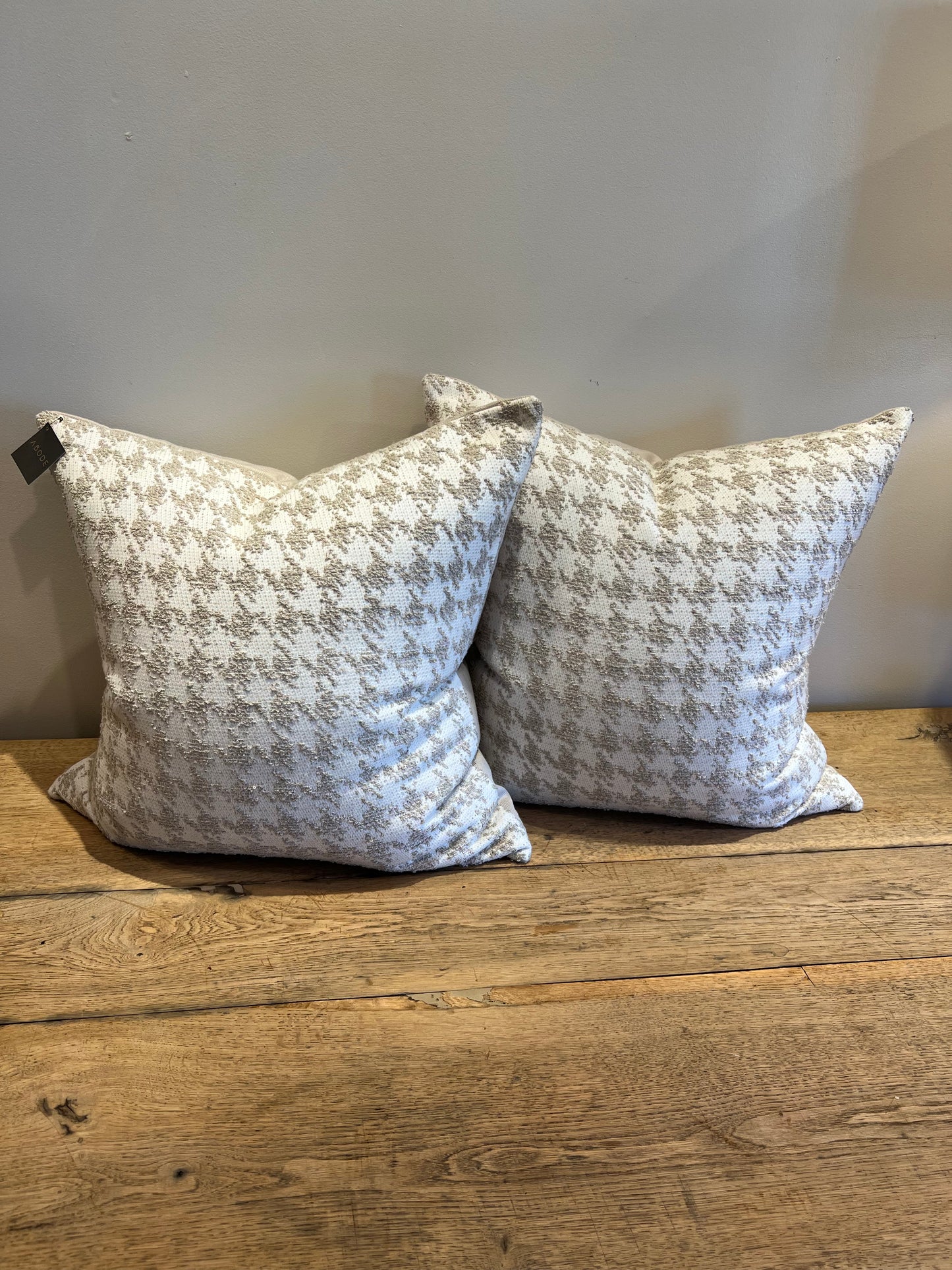 Beige Houndstooth Pillow Pair