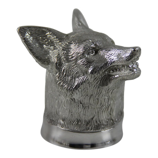 English Pewter Fox Head Jigger