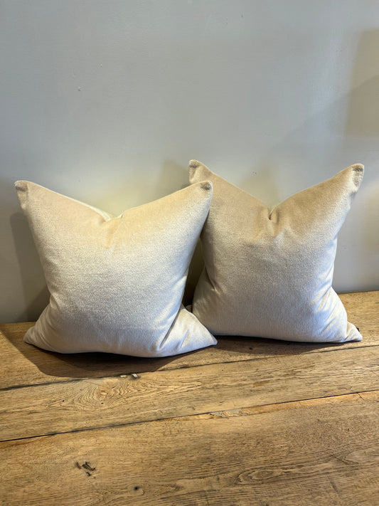 Beige Velvet Pillow Pair